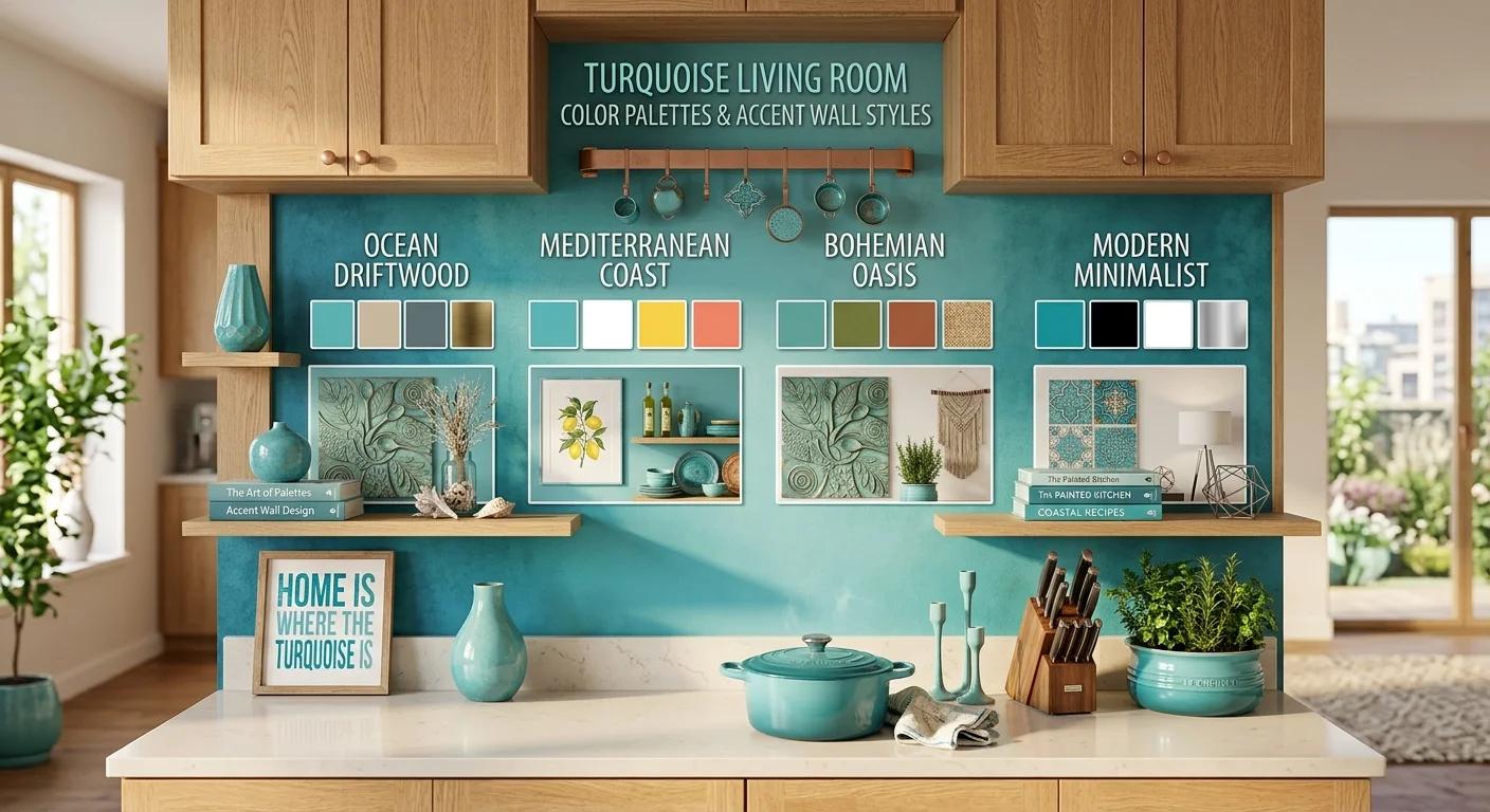 Best Turquoise Living Room Color Palettes & Accent Wall Styles
